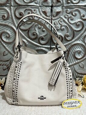 COACH Edie 31 Bandana Rivets Shoulder Bag 55544 Chalk